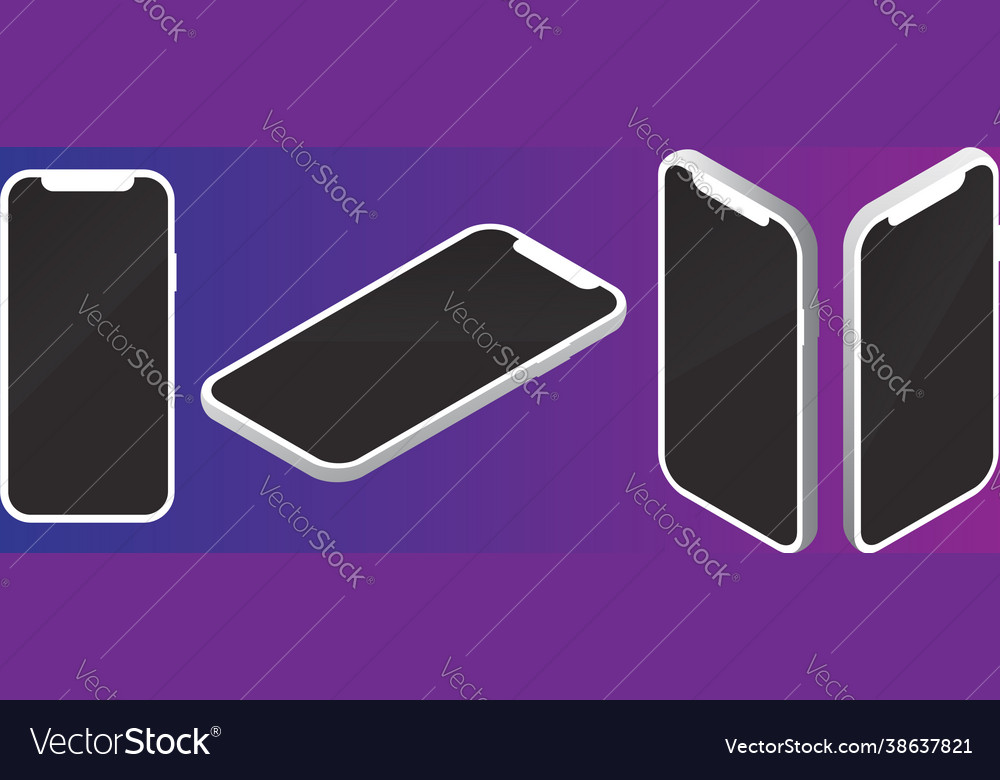 Set isometric smartphone any direction