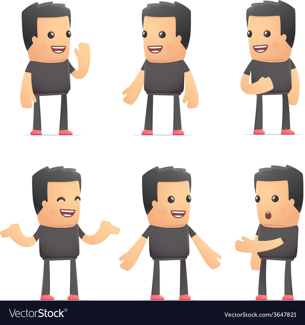 Set of bad guy character in different poses