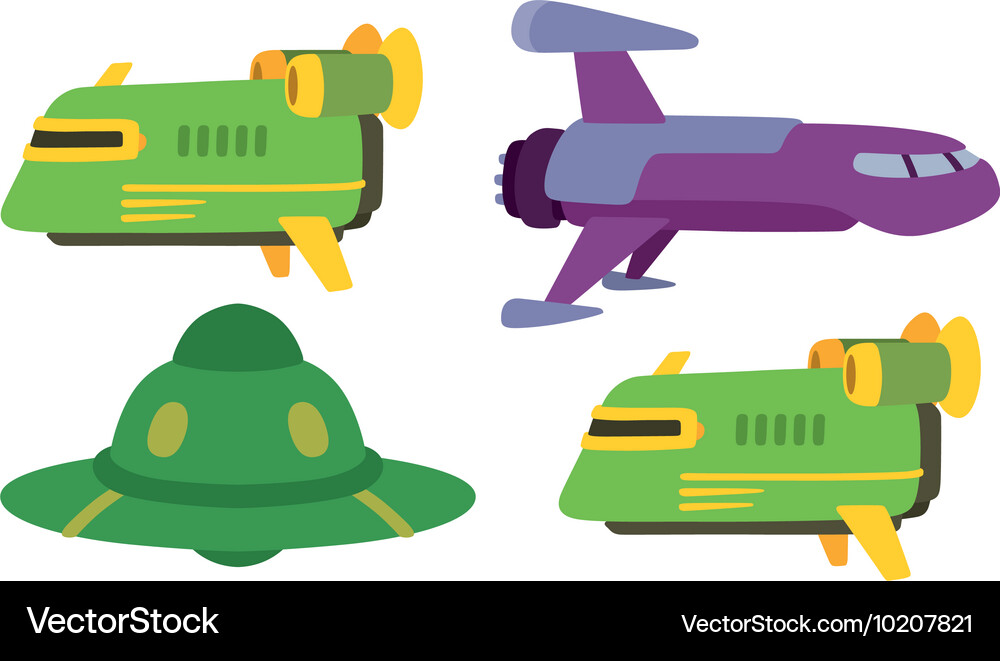 Ufo spaceship set Royalty Free Vector Image - VectorStock