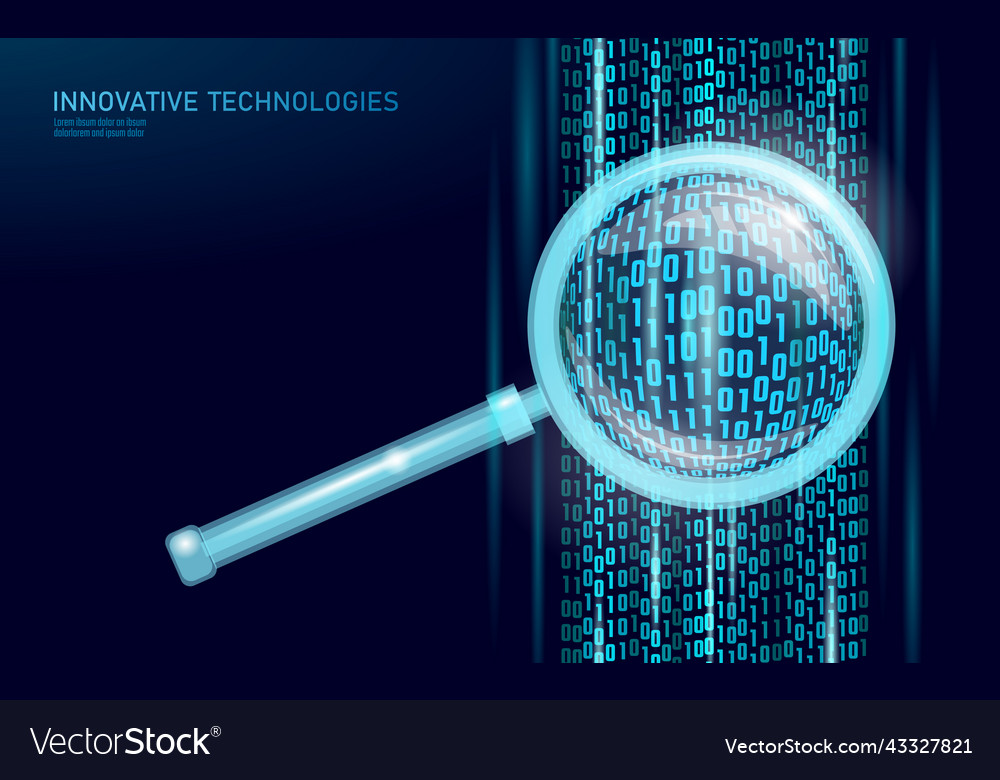 Web search data analysis magnifier 3d realistic vector image Web search data analysis magnifier 3d realistic