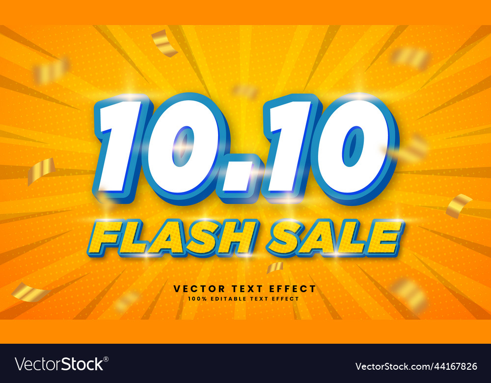 1010 flash sale 3d text effect promotion Vector Image