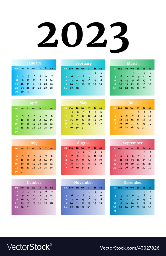 Calendar for 2023 isolated on a white background Vector Image