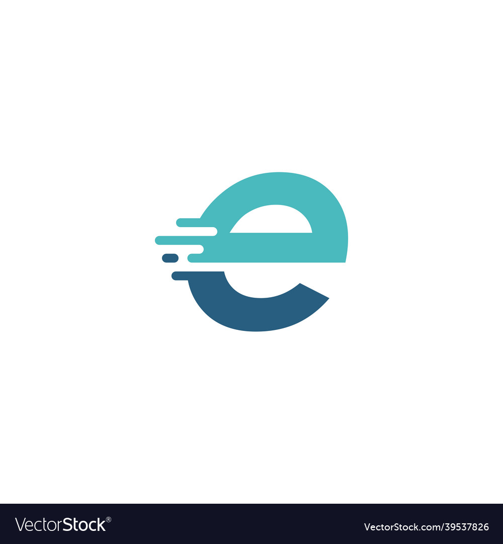 E letter dash lowercase tech digital fast quick Vector Image