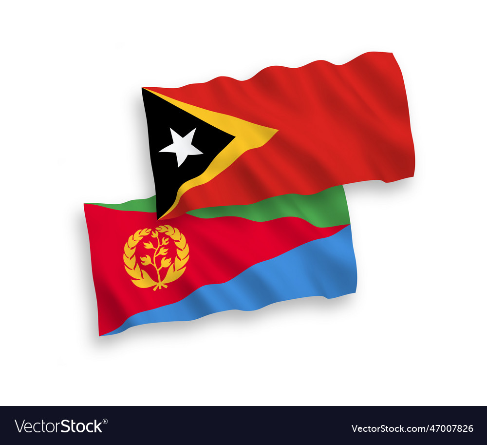 Flags of eritrea and east timor on a white vector image Flags of eritrea and east timor on a white