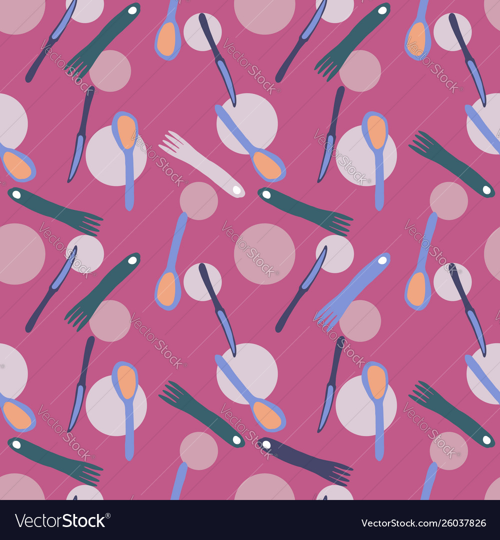 Fork knife spoon seamless pattern simple style vector image Fork knife spoon seamless pattern simple style