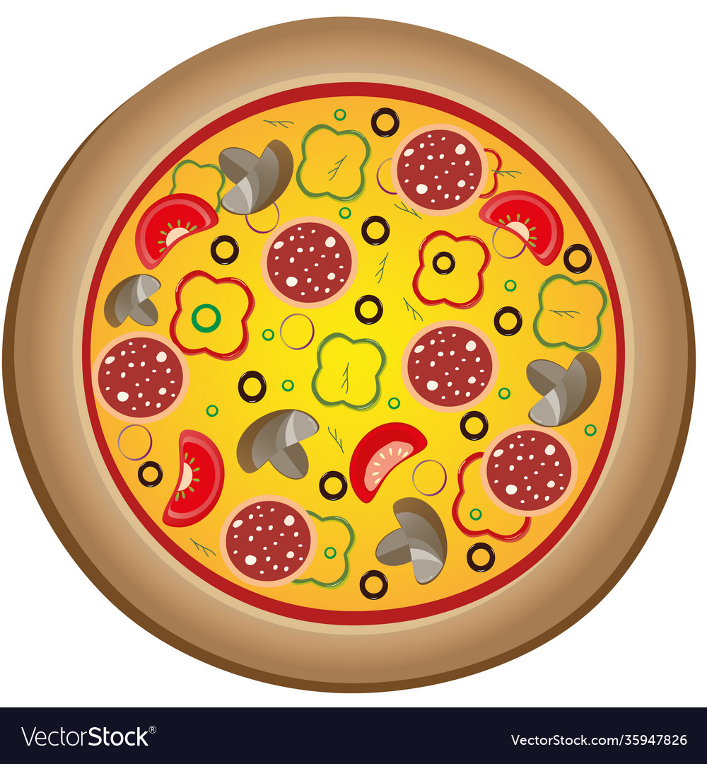 Icon with italian pizza with sausage tomato Vector Image