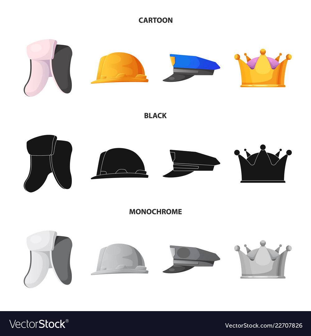 Isolated object of headgear and cap symbol set