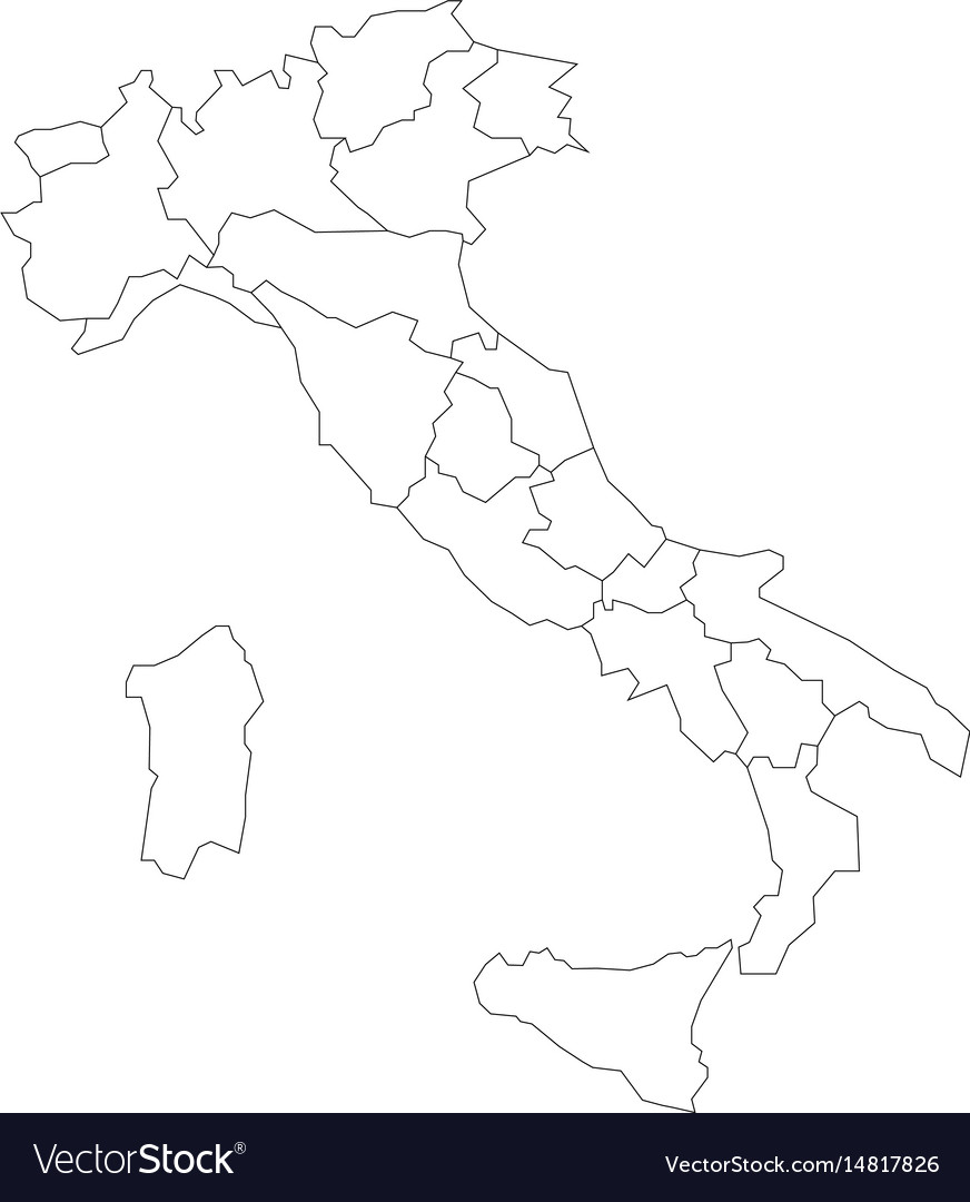 Map of italy divided into 20 administrative