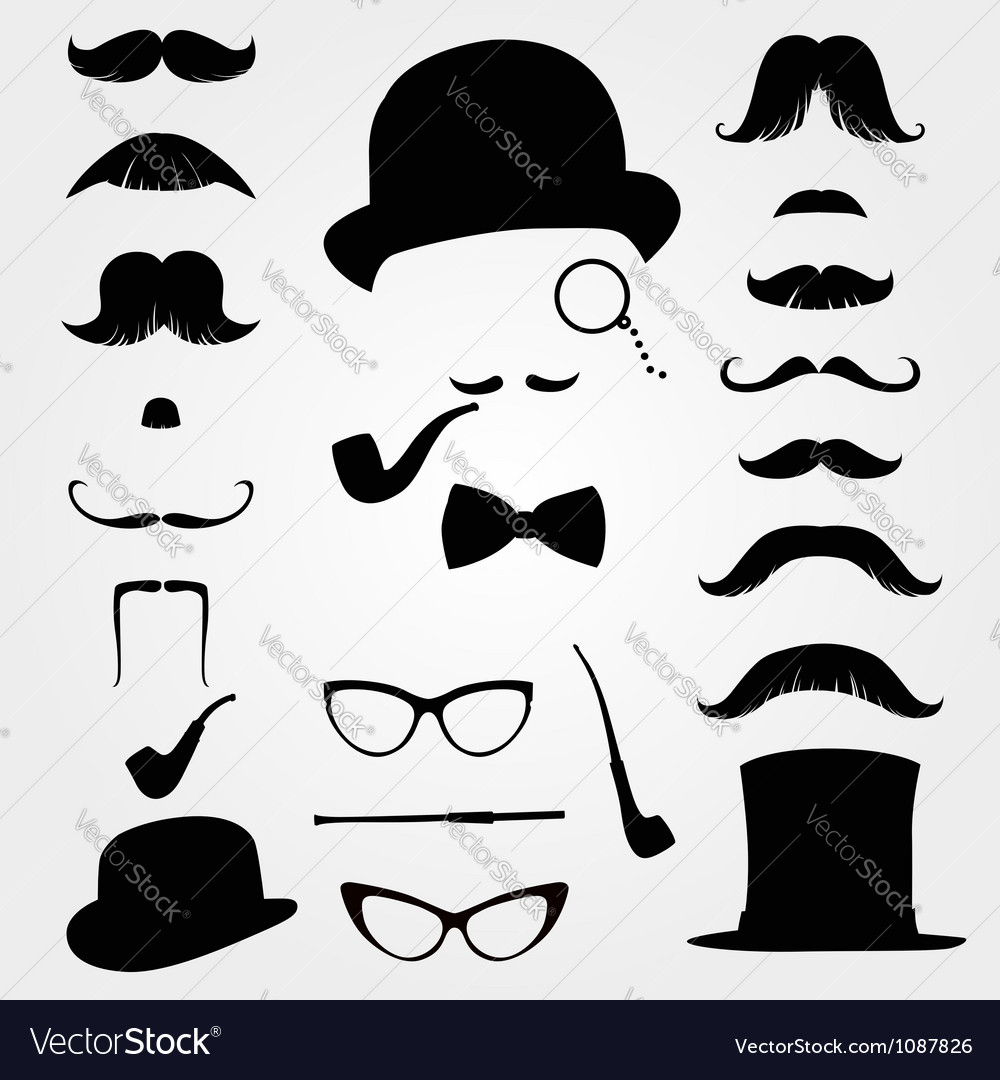 Mustaches and other retro accessories Royalty Free Vector