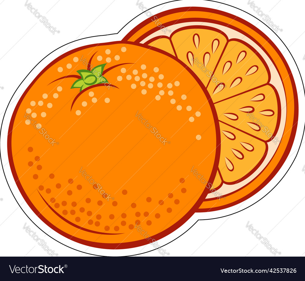 Orange Fruit Sticker - Ganz und halb