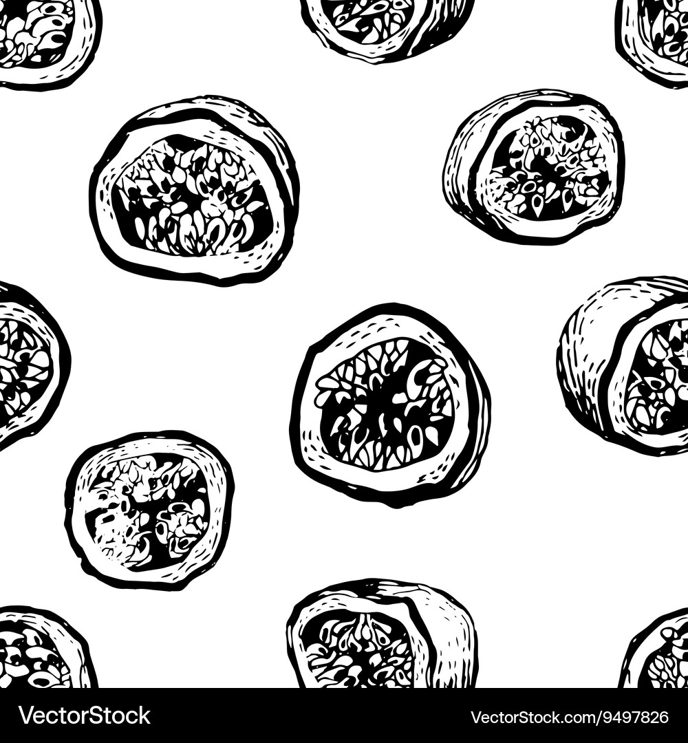 Seamless pattern with passion fruit Royalty Free Vector