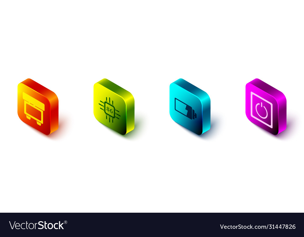 Isometrischer Sicherungsprozessor mit Mikroschaltungen einstellen vector image Isometrischer Sicherungsprozessor mit Mikroschaltungen einstellen