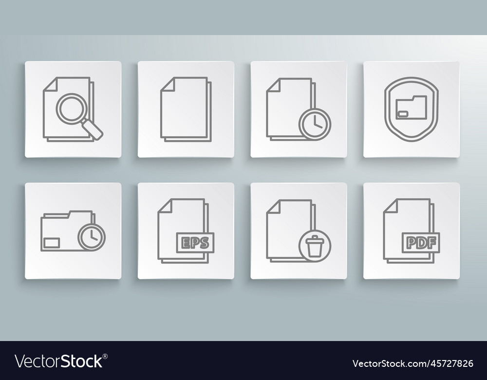 Set line document folder with clock eps file vector image Set line document folder with clock eps file