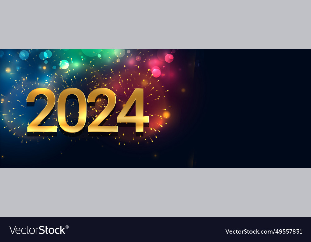 2024 new year celebration banner with firework Vector Image