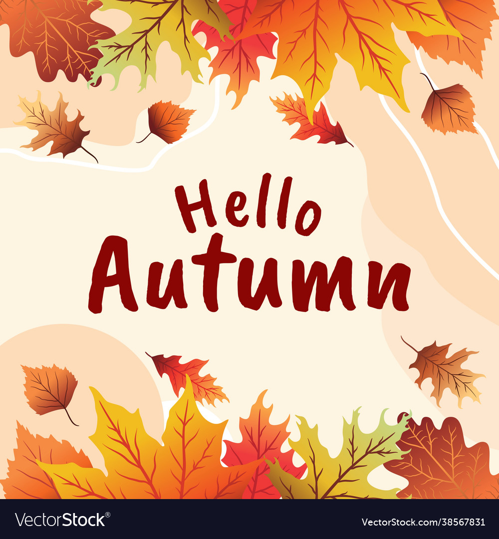 Background with hand lettering hello autumn Vector Image