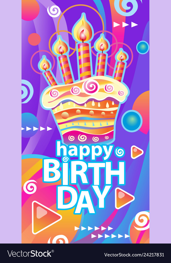 Banner with birthday cake and candles vector image Banner with birthday cake and candles