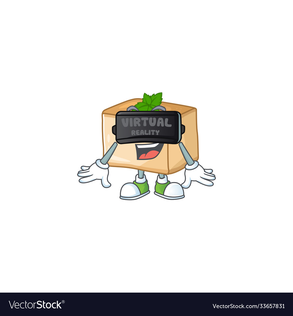 Basbousa character using virtual reality headset Vector Image Basbousa character using virtual reality headset