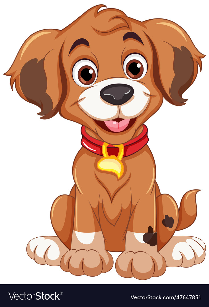 Cheerful dog sitting cartoon character Royalty Free Vector