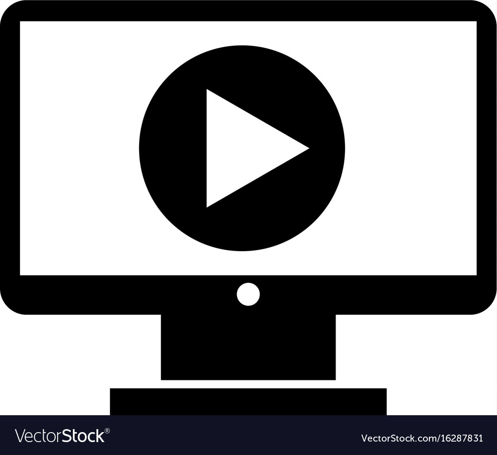 Computer desktop with play button