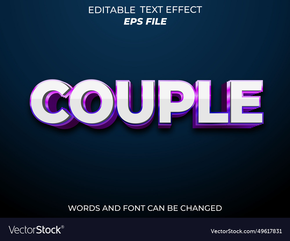 Couple text effect font editable typography 3d