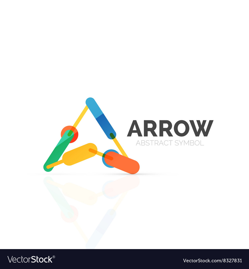 Linear arrow abstract logo connected multicolored