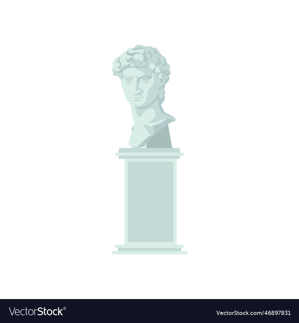 Marble head on stand isolated white background