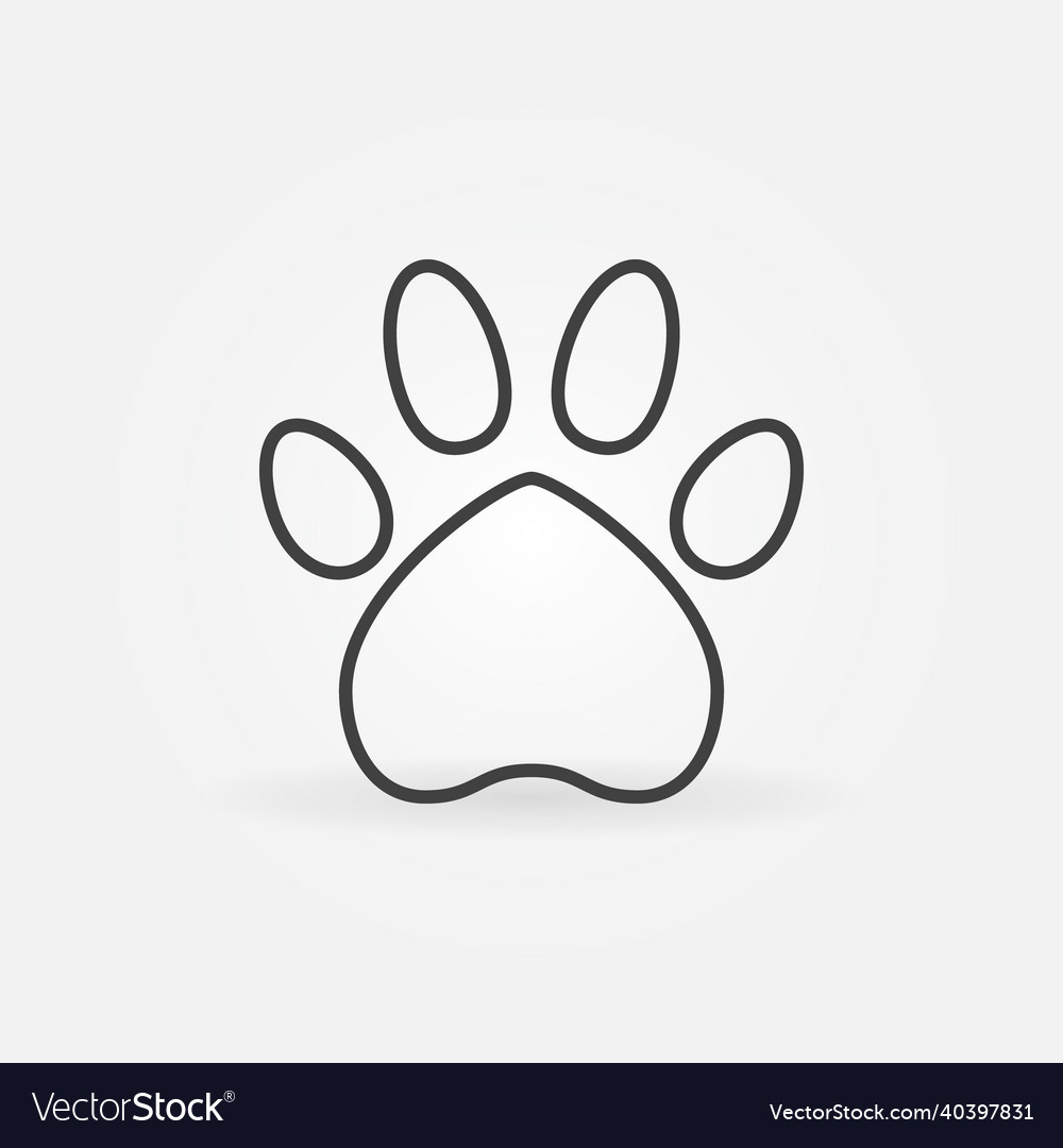 Pet paw print linear concept icon or symbol