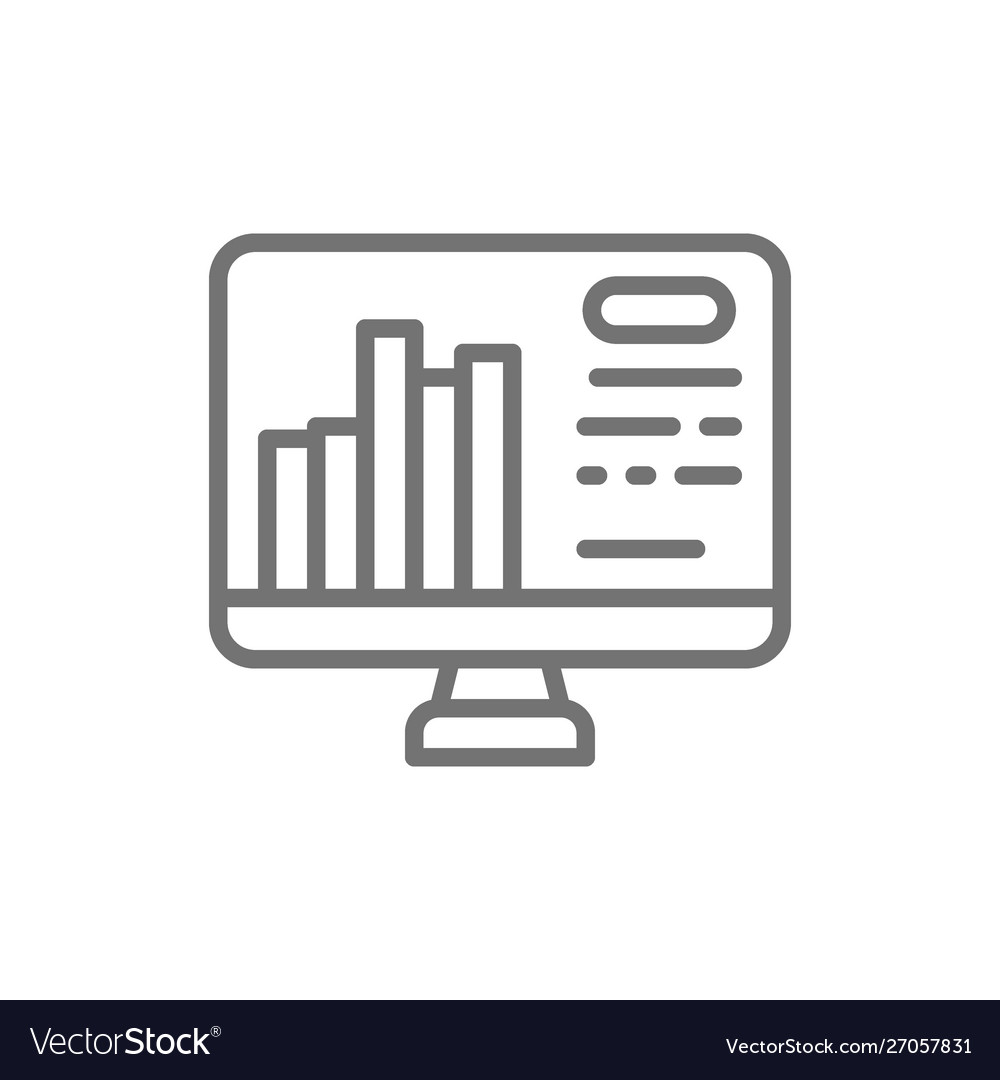 Presentation on computer infographics line vector image Presentation on computer infographics line