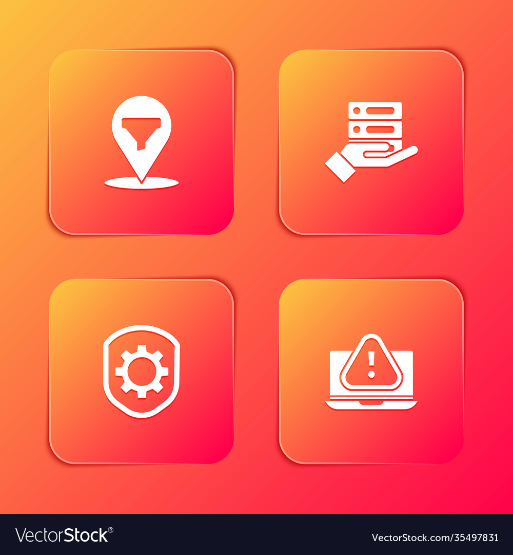 Set location with sales funnel server data web vector image Set location with sales funnel server data web