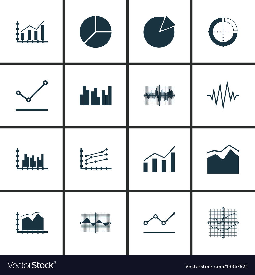 Set of graphs diagrams and statistics icons vector image Set of graphs diagrams and statistics icons
