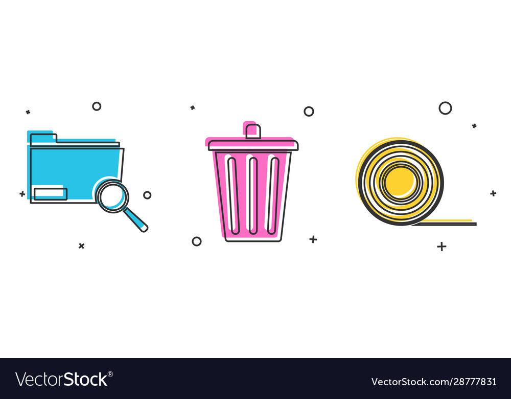 Set search concept with folder trash can vector image Set search concept with folder trash can