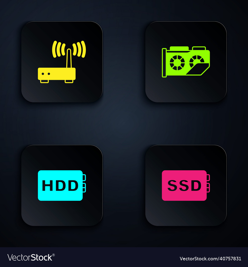 Set ssd card router and wi-fi signal hard disk Vector Image Set ssd card router and wi-fi signal hard disk