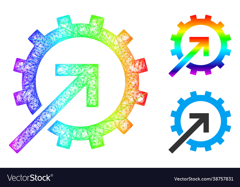 Spectral hatched gradient cog integration icon vector image Spectral hatched gradient cog integration icon