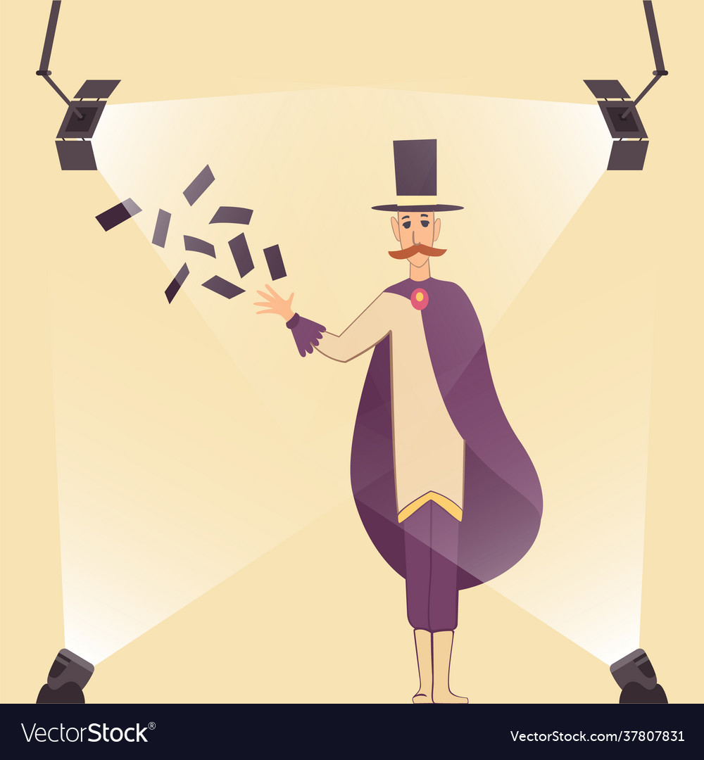 Television show illusionist shows tricks Vector Image