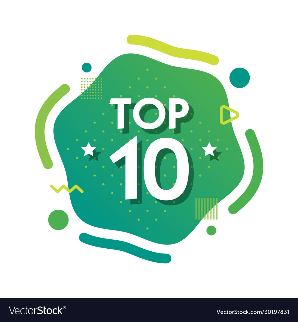 Top 10 ten words on green abstract background