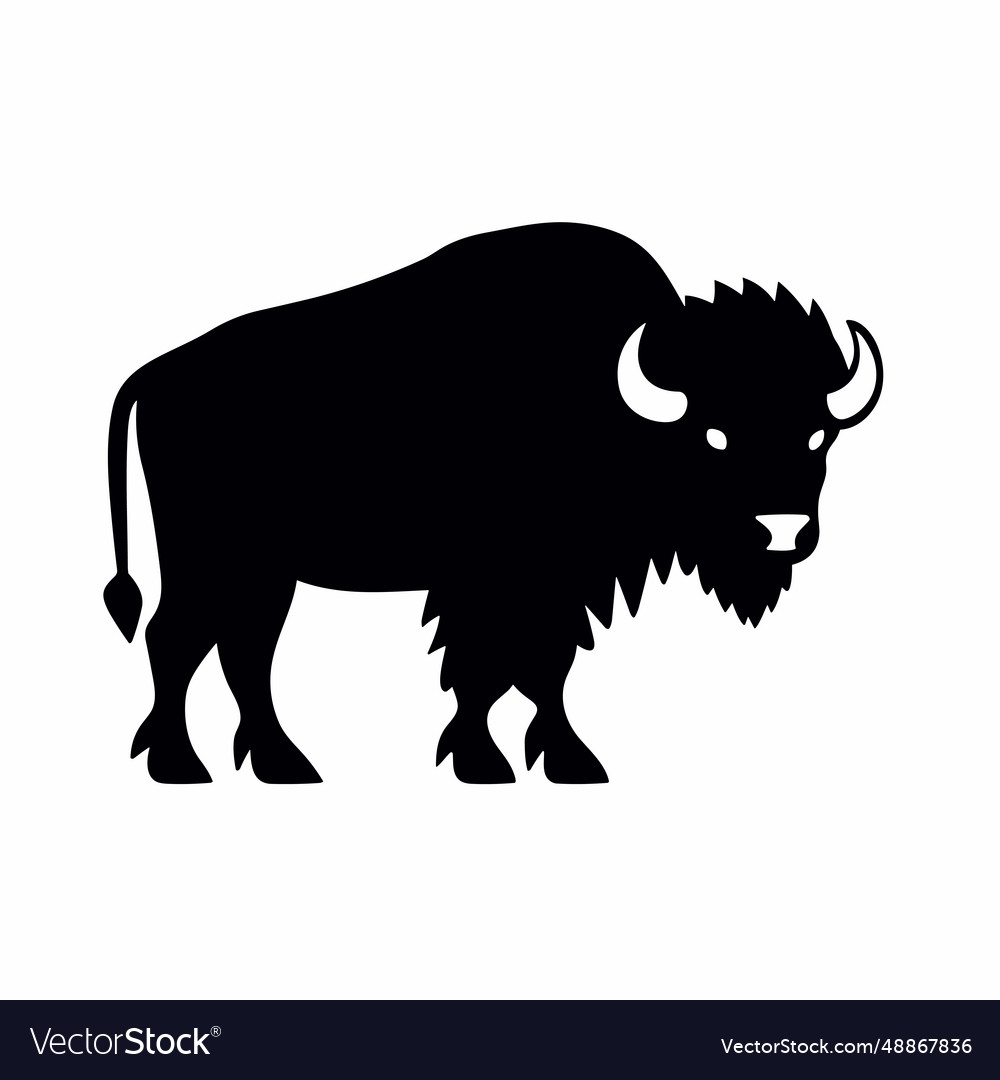 Bison black icon on white background buffalo Vector Image