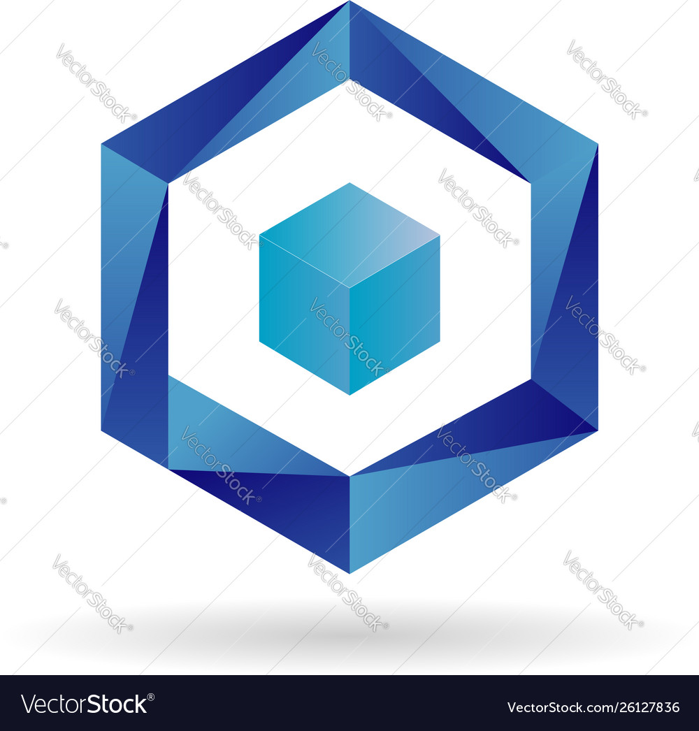 Blue Cube Logo Design Symbol Icon Royalty Free Vector Image