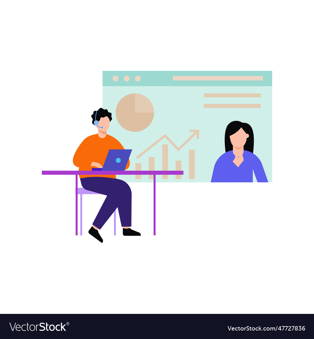 Boy working on chart graph web page