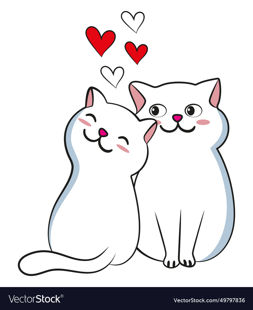 Cat romantic couple loving pets animal concept Vector Image