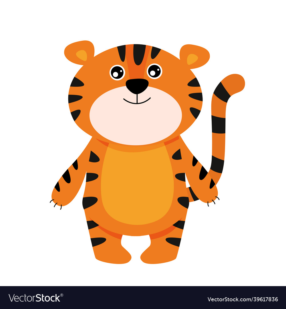 Cute little cartoon tiger symbol of new year 2022 Vector Image