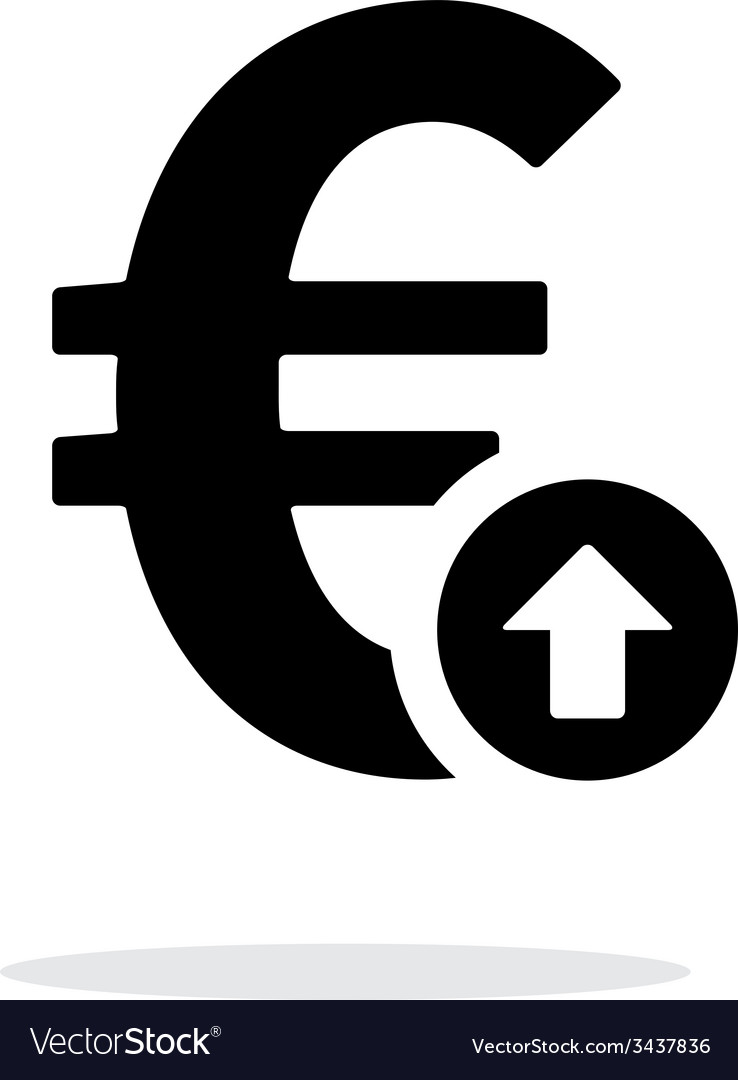 Euro exchange rate up icon on white background