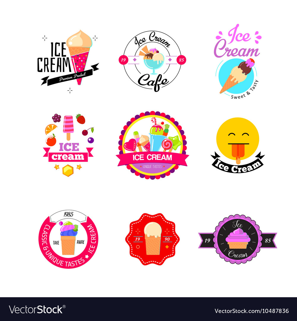 Flat Ice Cream Stickers Royalty Free Vector Image