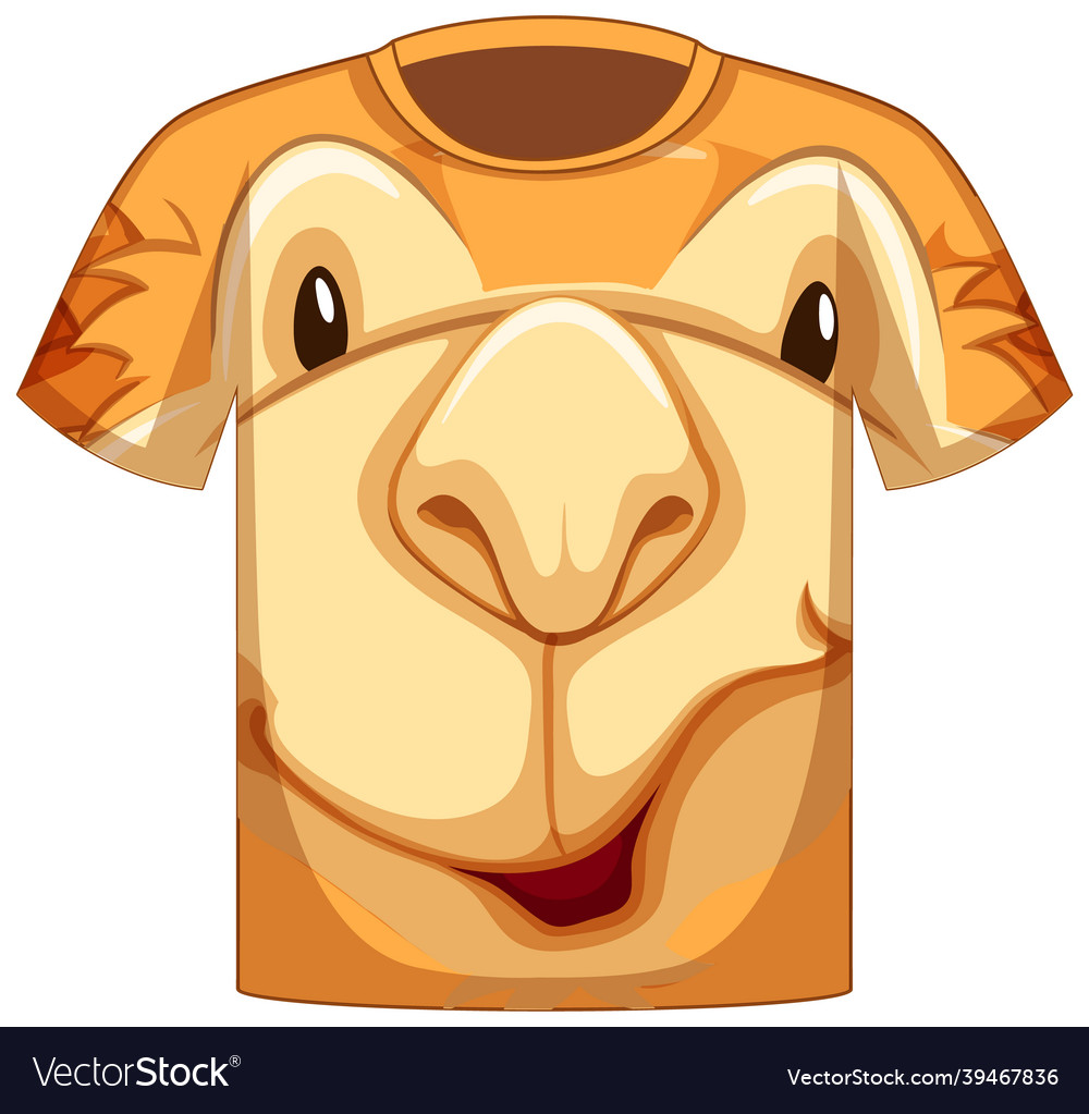 Front of t-shirt with face camel pattern