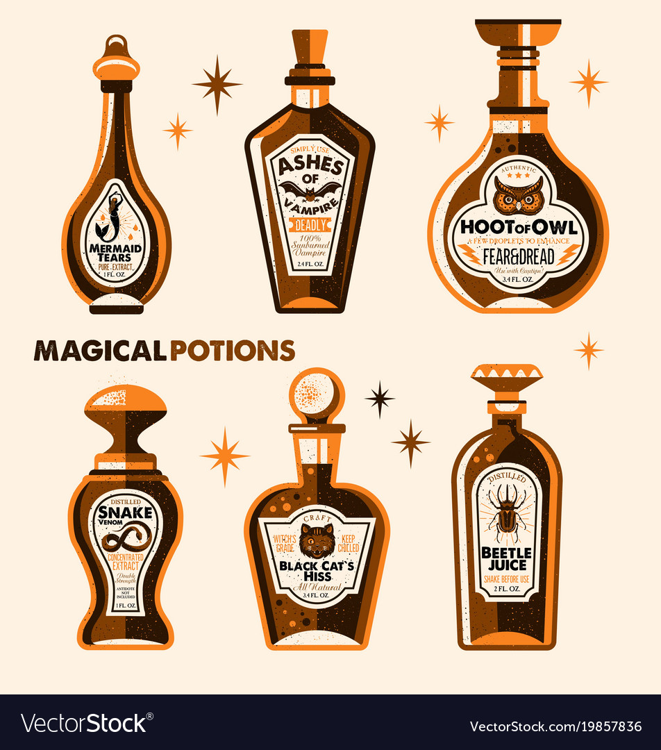 halloween bottle labels potion