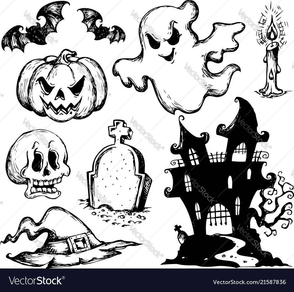 Halloween drawings collection 1 Royalty Free Vector Image