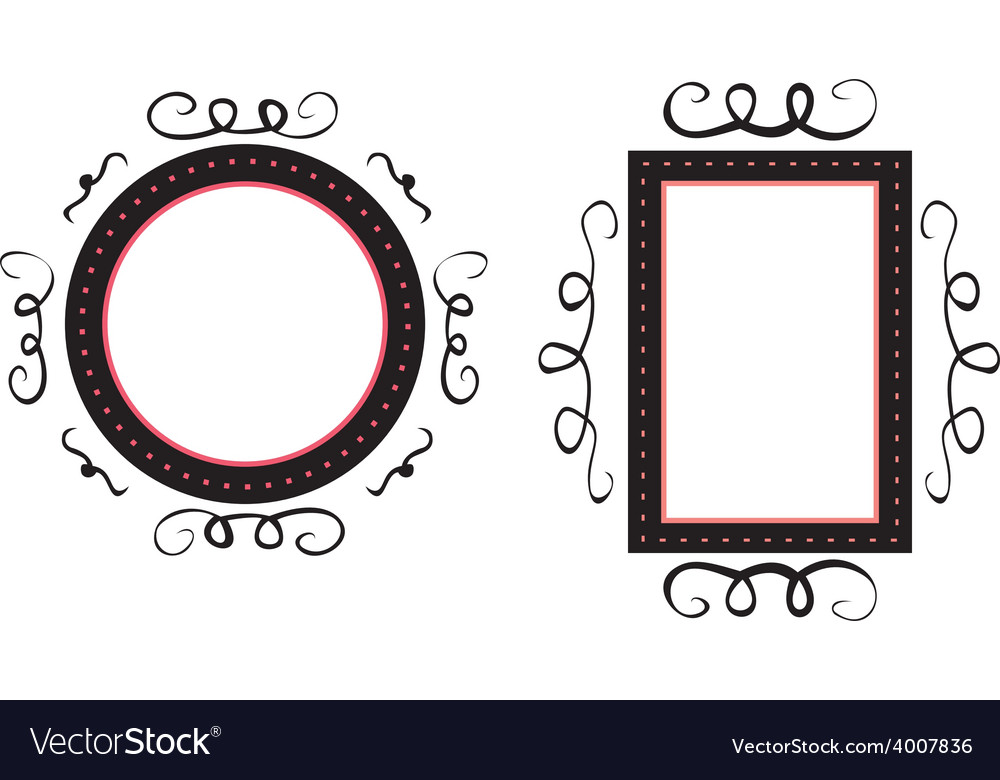 Hand drawn black and pink decorative frames