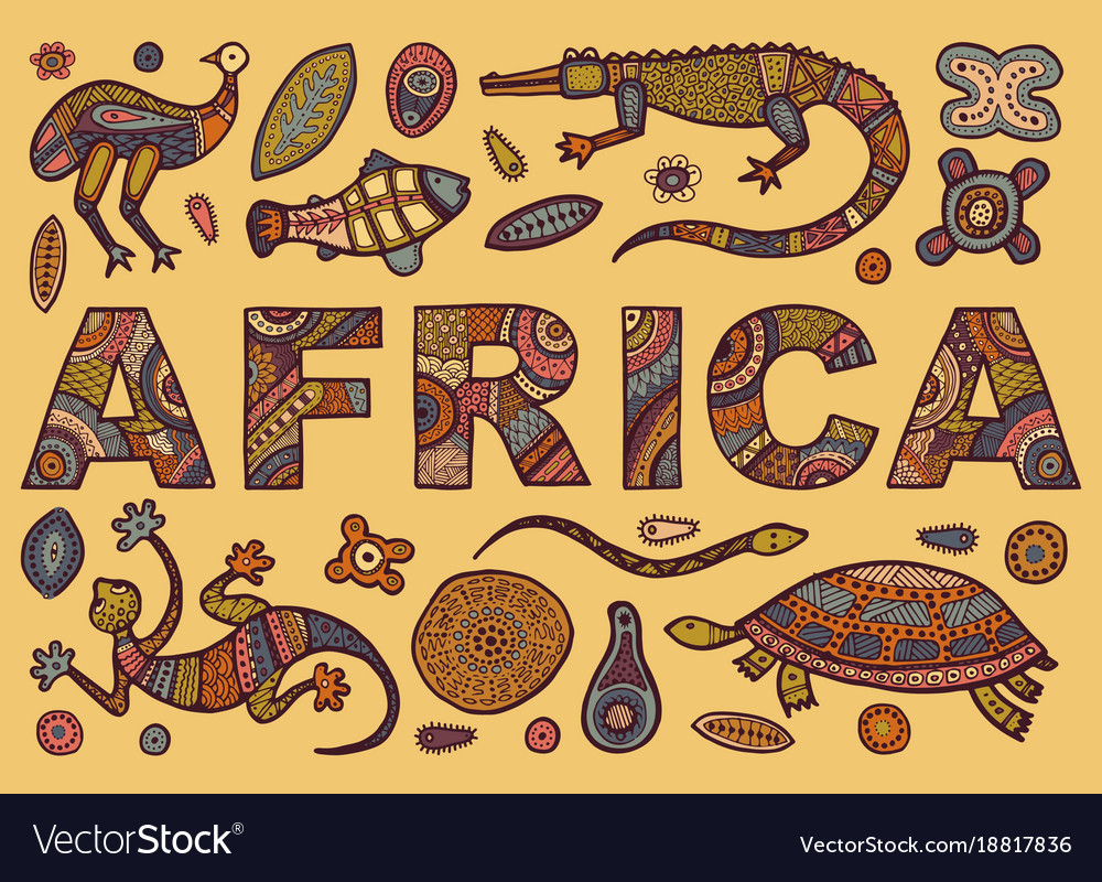 Inscription of africa in ethnic style