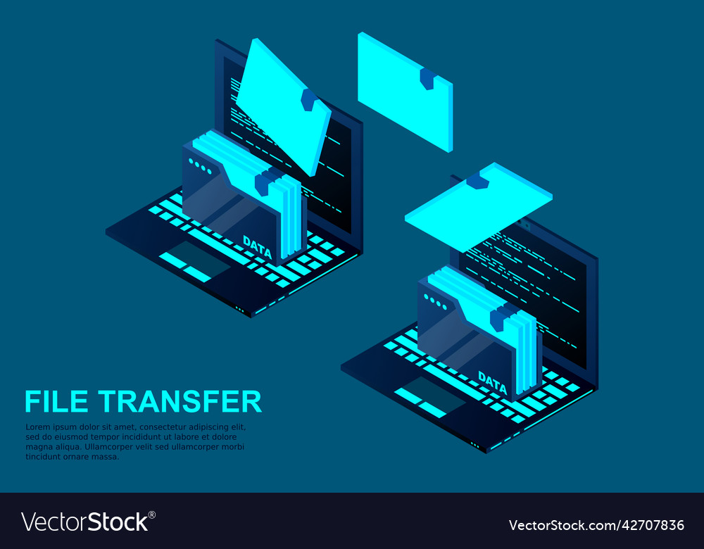 Isometrische Computerdatei Transfer zwei Laptop