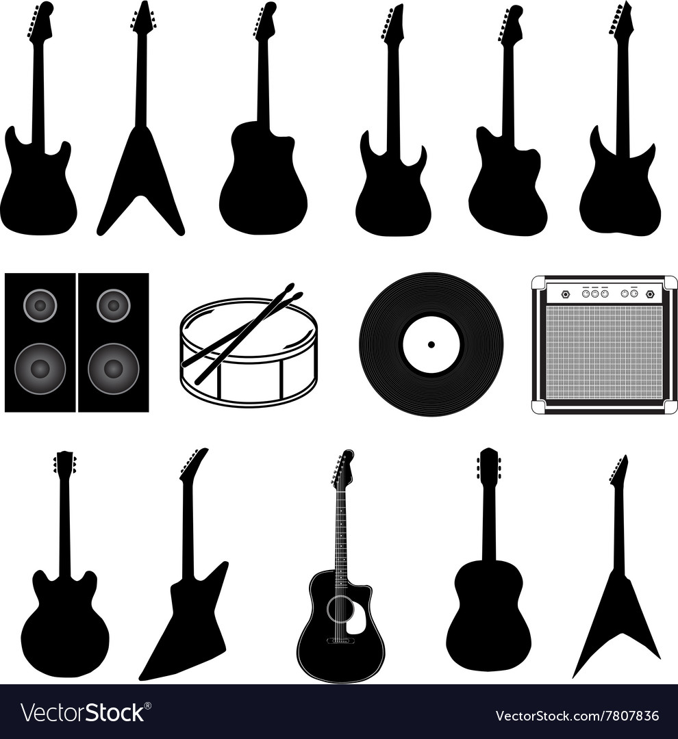 Large set of various music instruments isolated