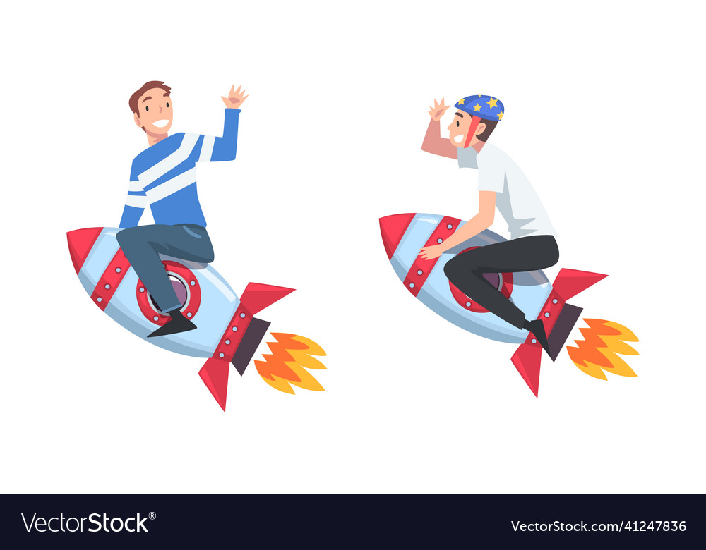 Man Soaring on Rocket